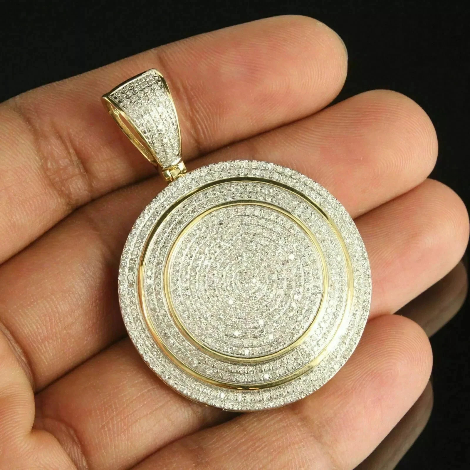 3.00Ct Round Cut Lab Created Diamond Unisex Pendant 14K Yellow Gold Finish