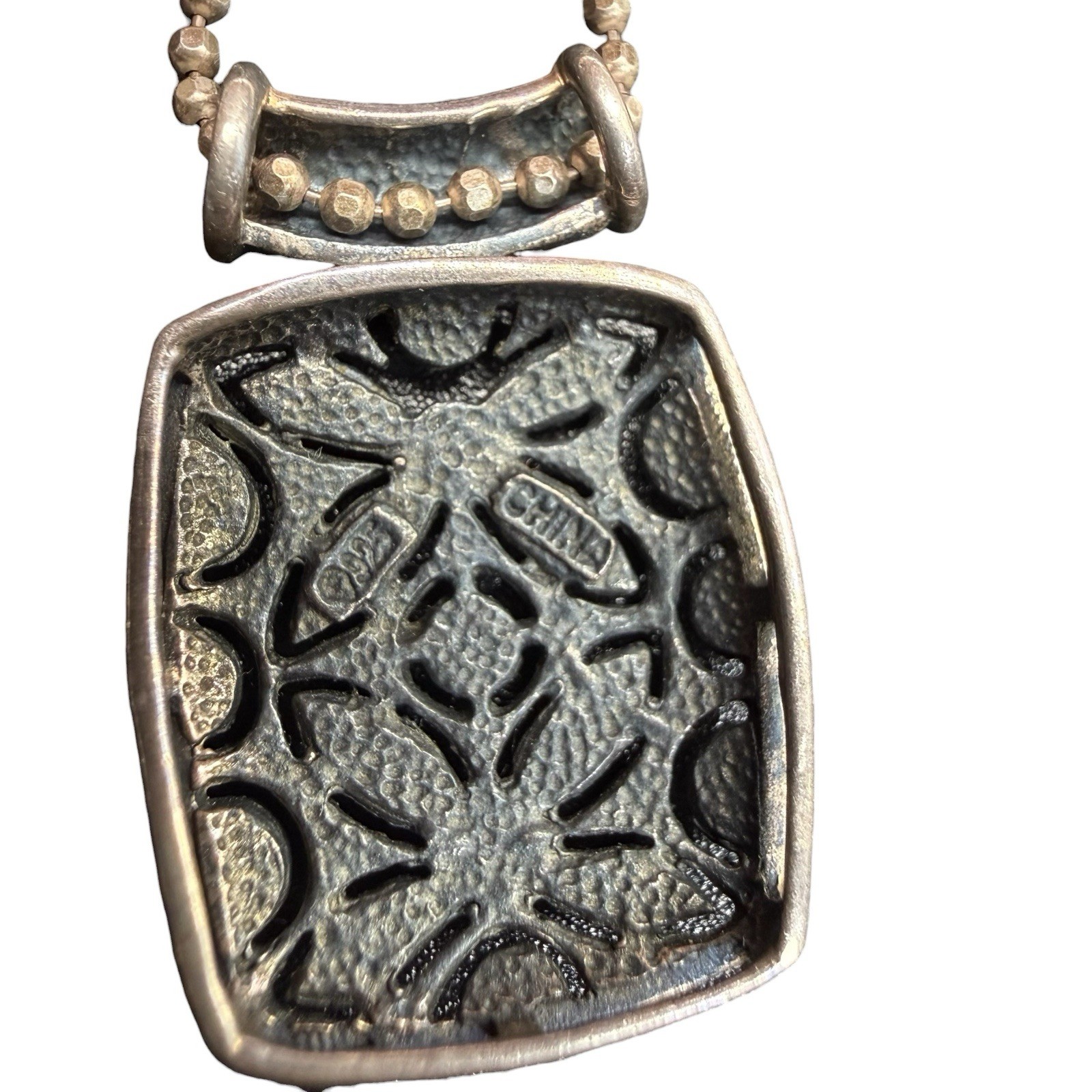Vintage 925 Sterling Silver & Marcasite Filigree Pendant On 925 Italy Necklace
