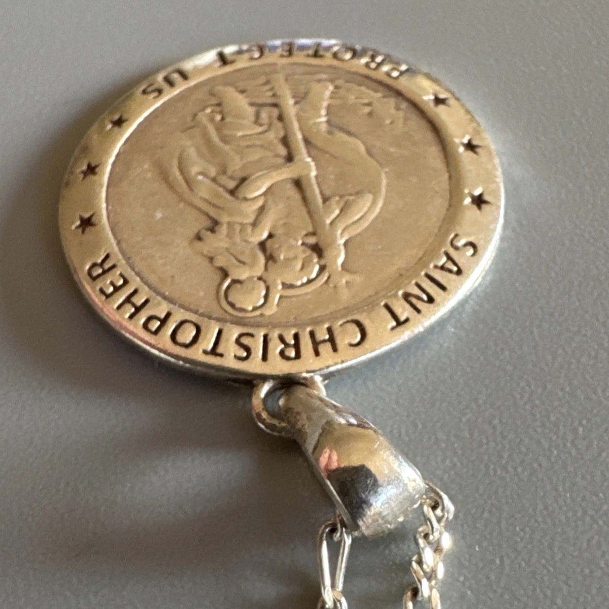 Sterling Silver 925 Saint Christopher Pendant & 20” 1.5mm Figaro Chain Necklace
