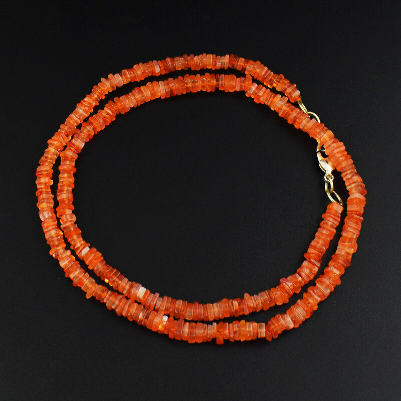 116 Cts Earth Mined Orange Carnelian Heishi Beads Necklace Jewelry JK 09E321