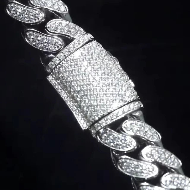 16 MM Brilliant Lab Created Diamond Men’s Miami Cuban Link Chain 22 Inch