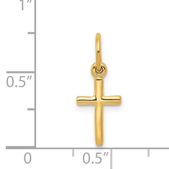 14K Solid Gold Small Tiny Cross Charm, 18mm / 0.7 inches Cross Pendant – 14K2280