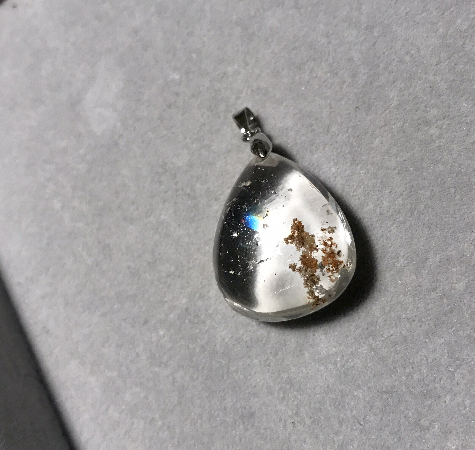 US SELLER Natural Red Phantom Quartz Pendant Teardrop Brazil Crystal Gem Stone