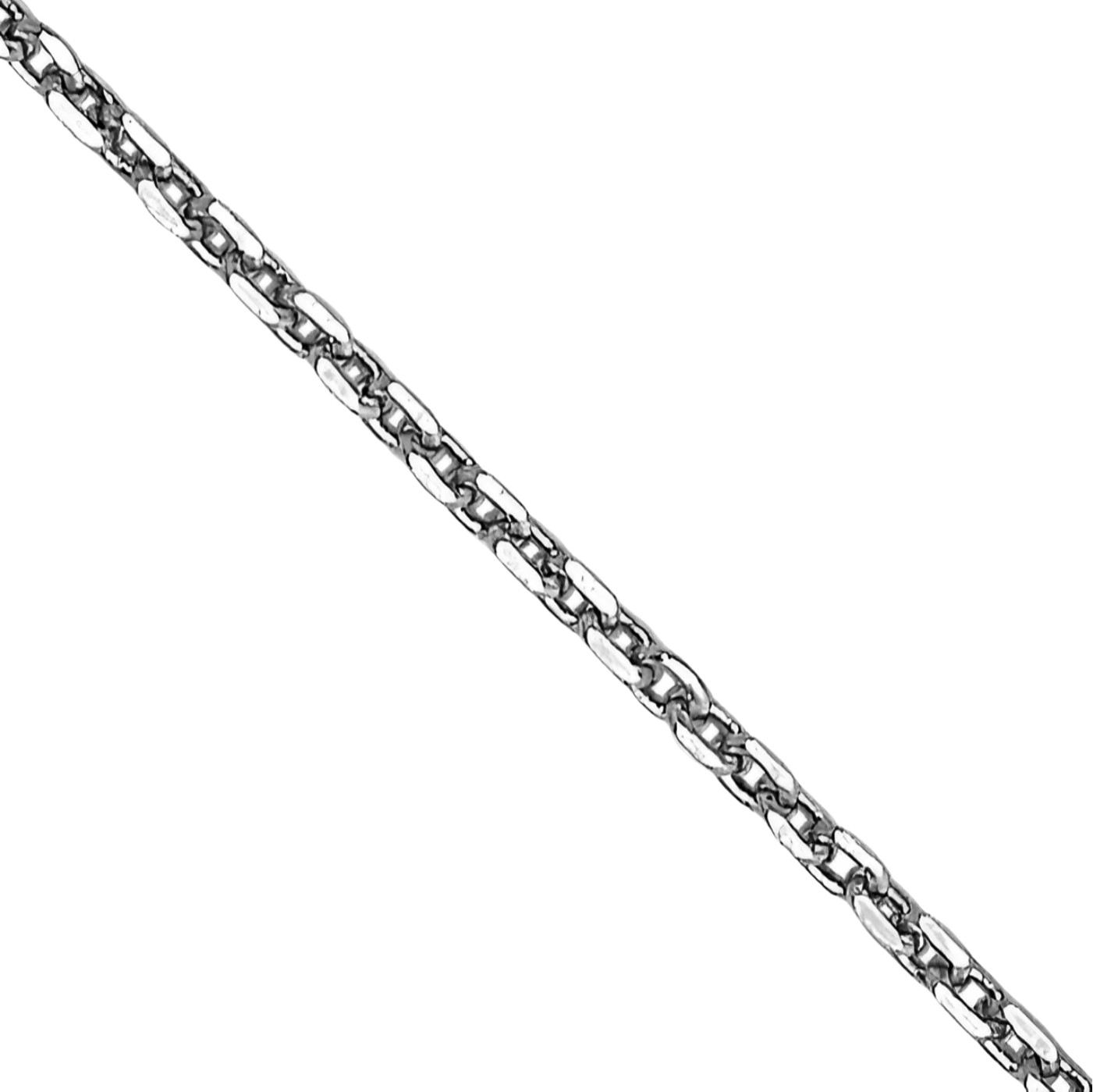 14K Solid White Gold 0.65mm Dainty Round Cable Chain Necklace Diamond