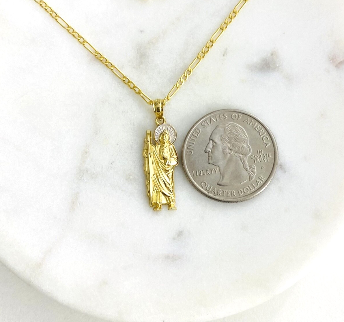 14K Real Gold Saint Jude Necklace 18″ / 14k Oro Cadena de San Judas 18″ – PT0101