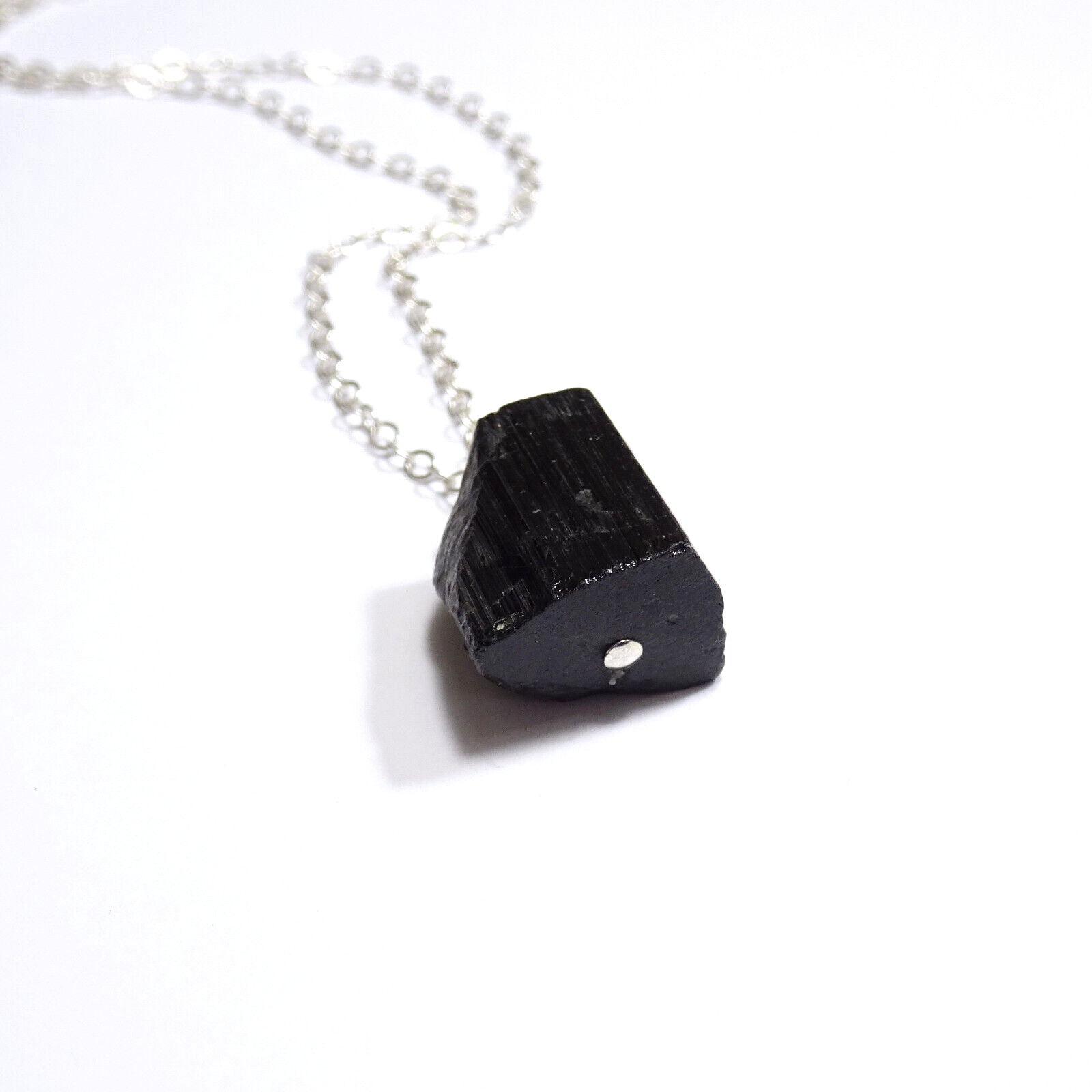 Crystal Raw Black Tourmaline Necklace Root Chakra Jewelry 925 Silver Chain Video