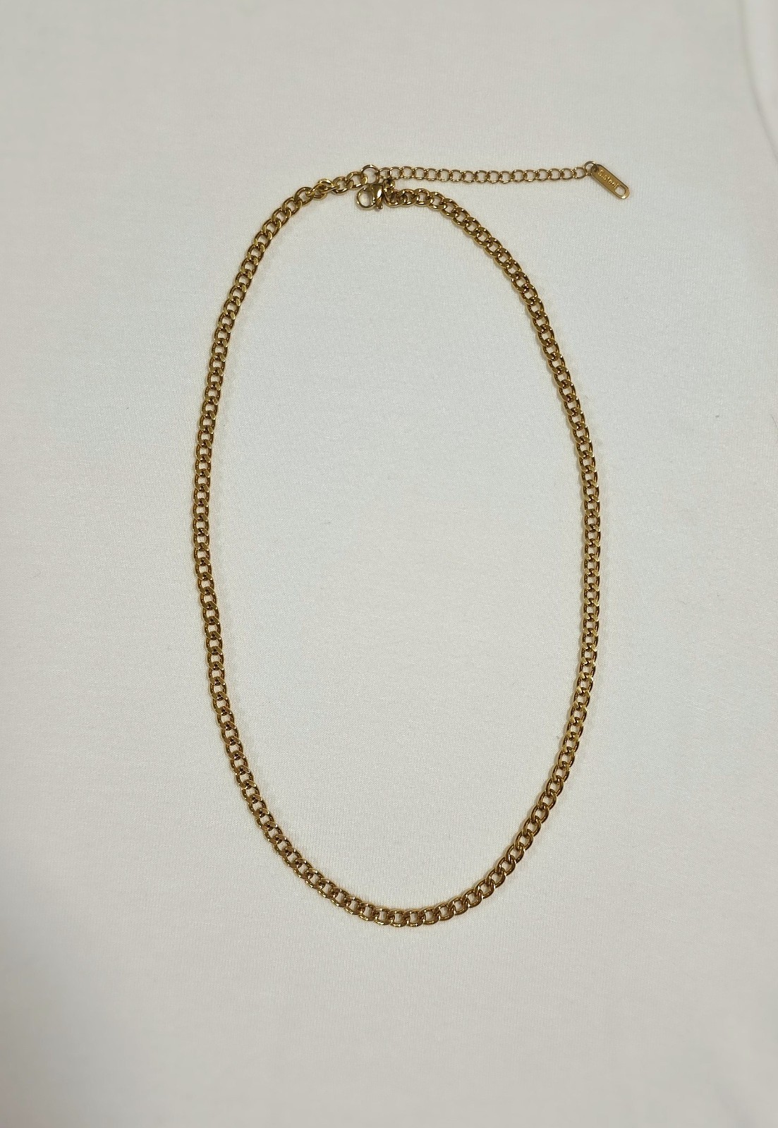 Stainless Steel Gold Plated Curb Chain Necklace 16″ + 2.5″ Extender Lobster