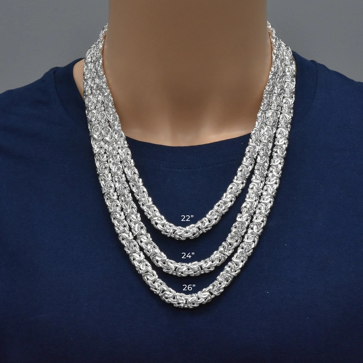 .925 Sterling Silver Anti Tarnish Flat Byzantine 4.2mm-11.1mm Chain Bracelet