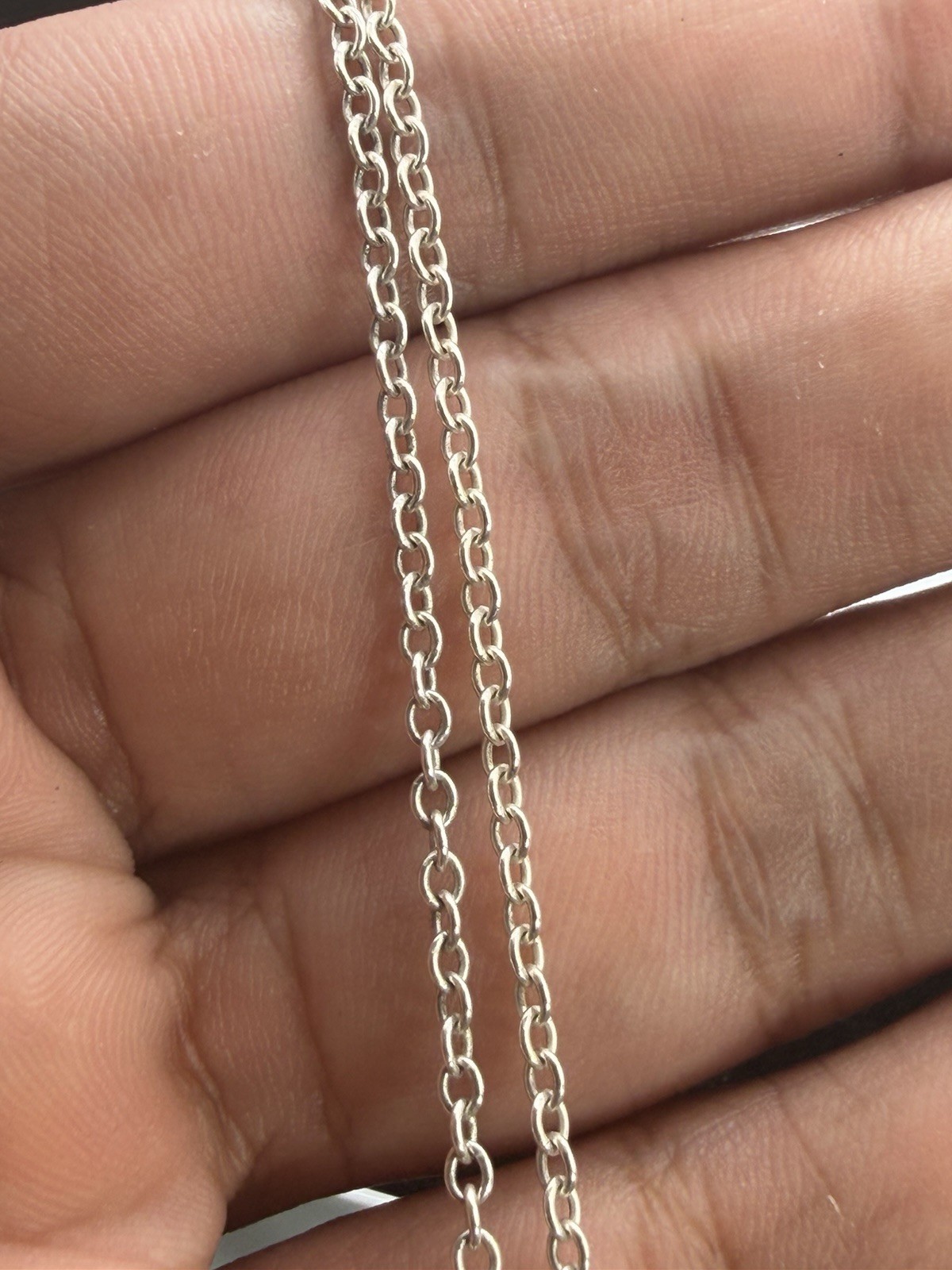 Thin 925 Sterling Silver Classic Chain Link 18 Inch Necklace Marked JCM