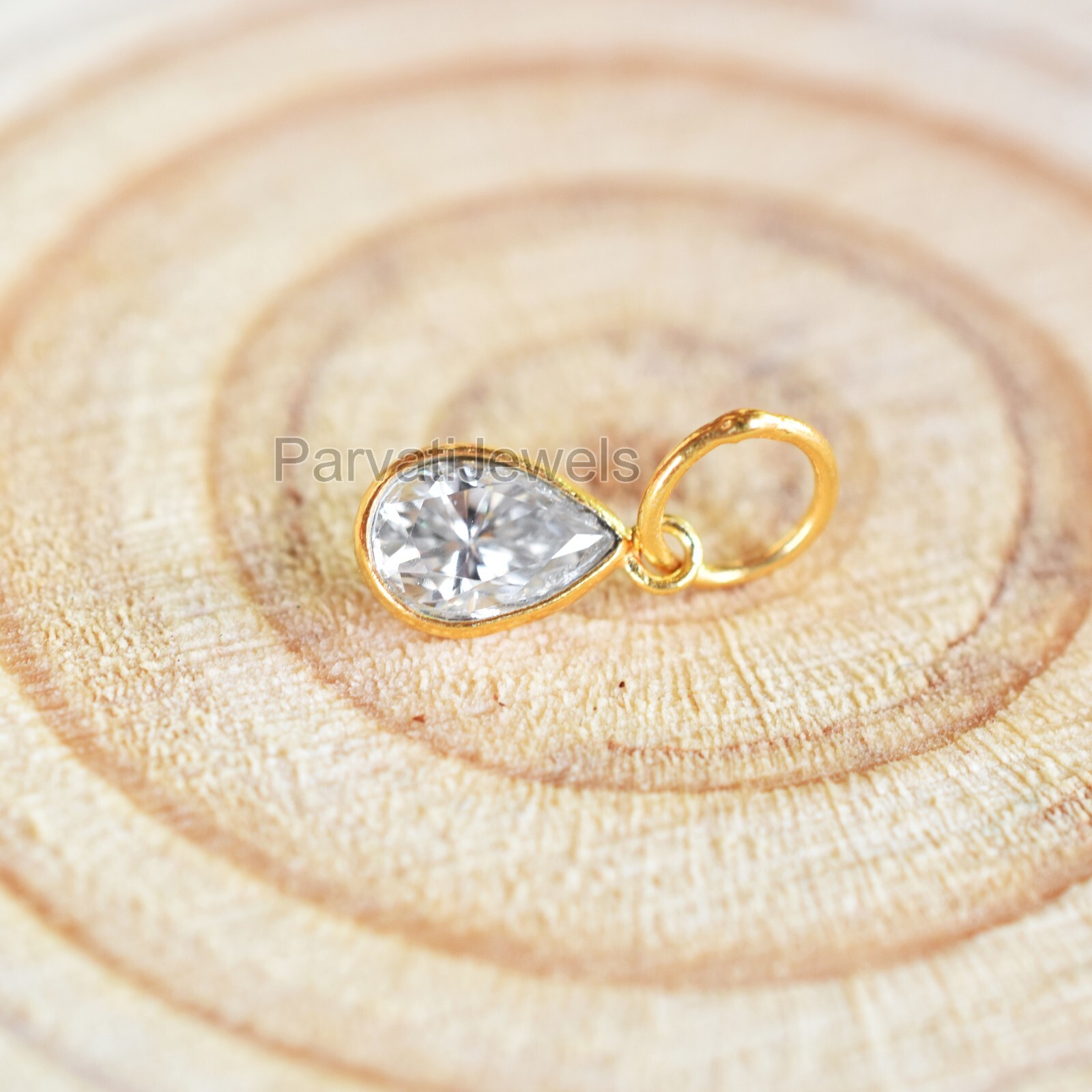 1 Pc Natural Moissanite 18K Gold Drop Shape Charm Pendant Jewelry