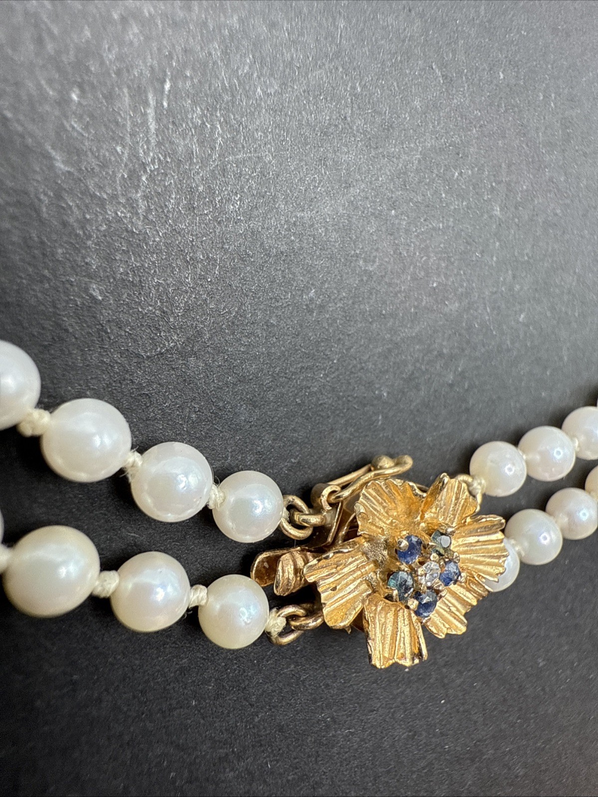 Double-strand cultured pearl necklace, clasp in 14K gold, Seaborne, Usa 20” J64