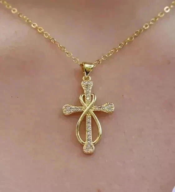 2Ct Round Cut Lab Created Diamond Women’s Cross Pendant 14K Yellow Gold Plated