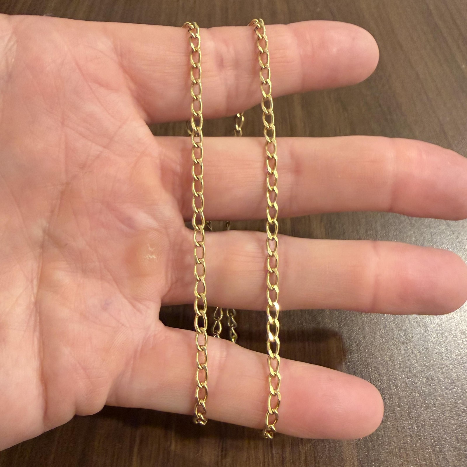 18k Yellow Gold 11.7g Solid Vintage 3mm Curb Link Chain Necklace Italy 20″