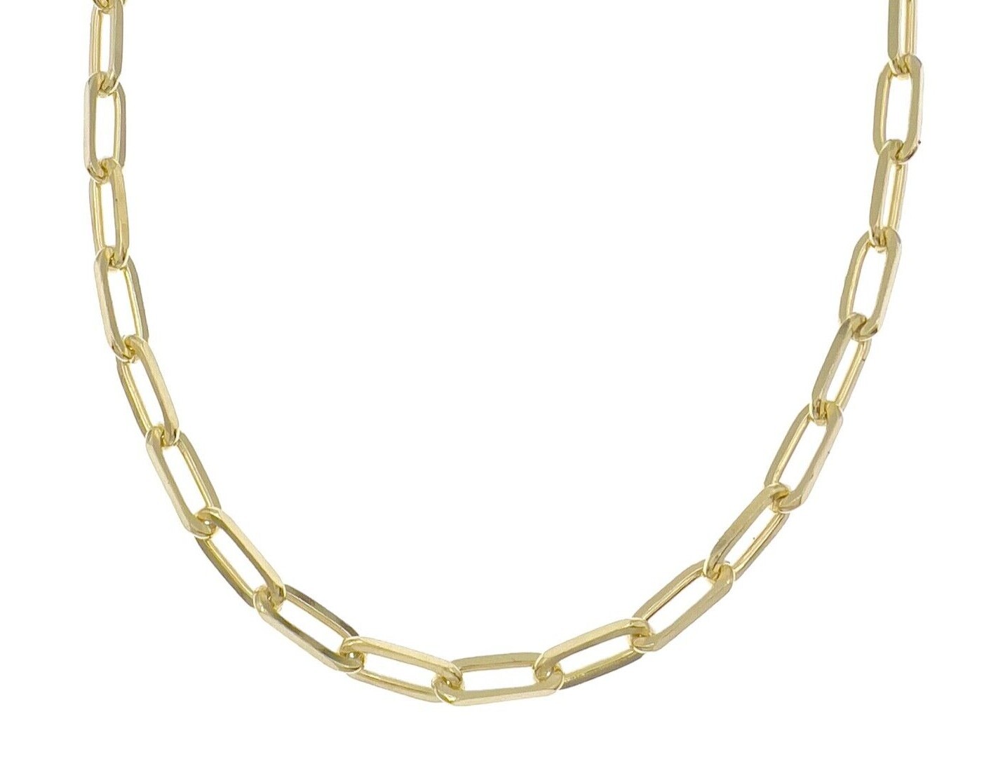 Paper Clip Chain Necklace 3mm 925 Sterling Silver Gold Plated