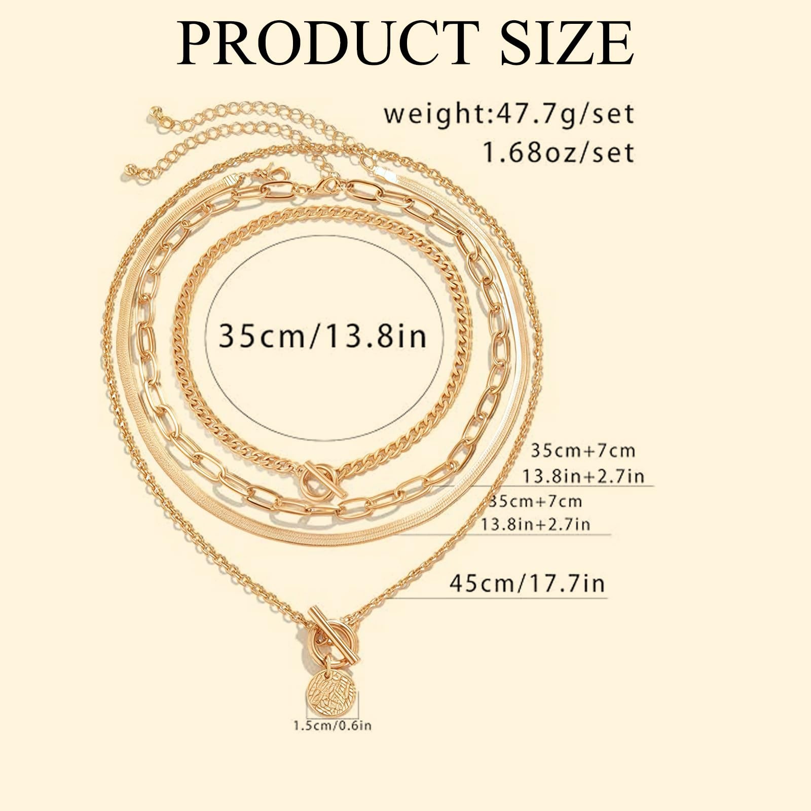 QCWN Gold Layered Necklaces for Women Non Tarnish Chunky Necklace Stack Thick…