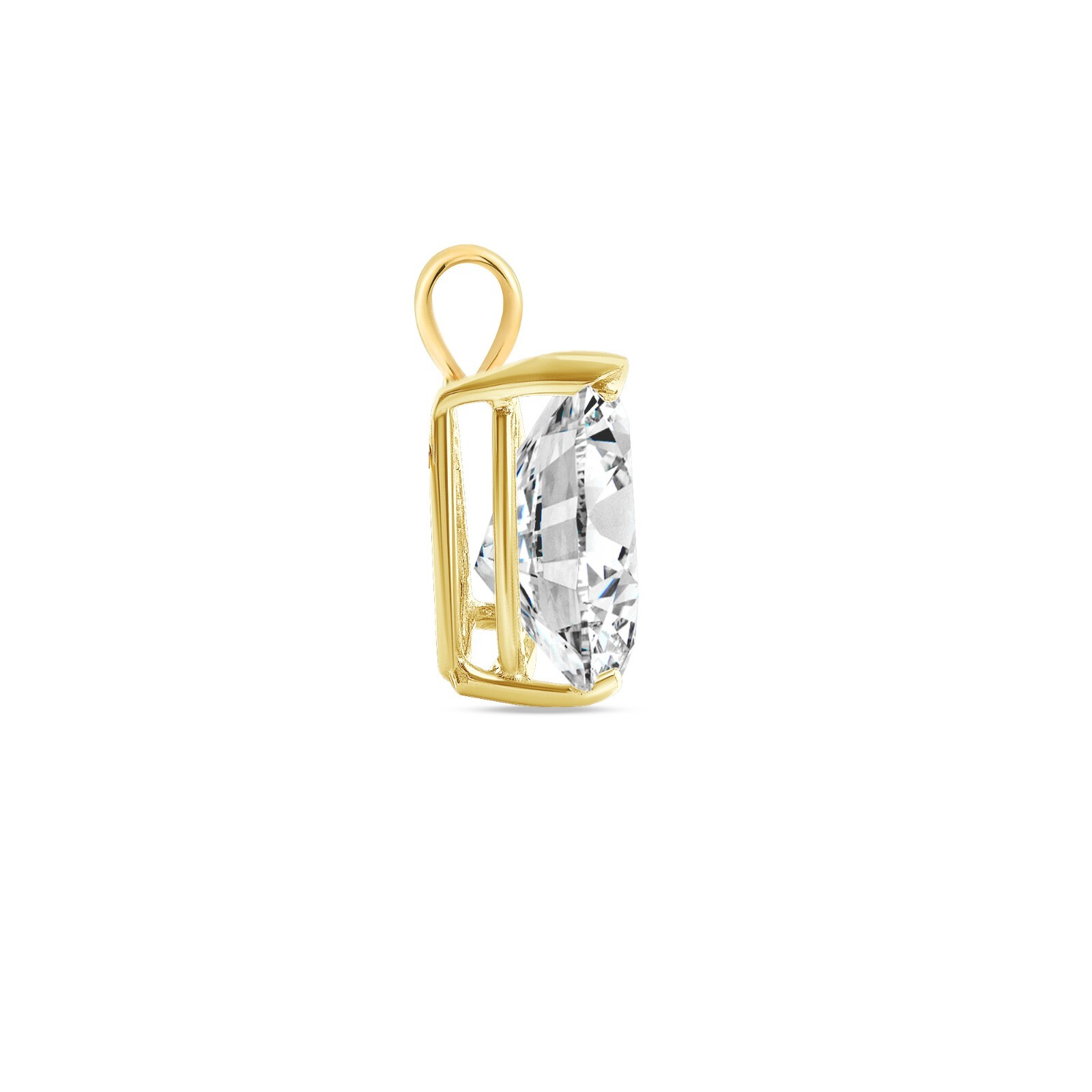 3 Ct Pear Lab Created Diamond Solid 18K Yellow Gold Solitaire Pendant Necklace