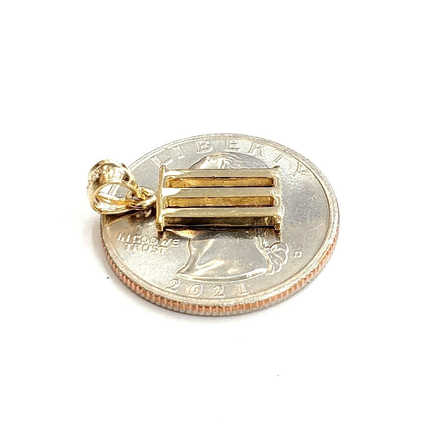 New 14KT Yellow Gold Solid Roman number 3 Pendant charm gift Fine Jewelry 1.3g