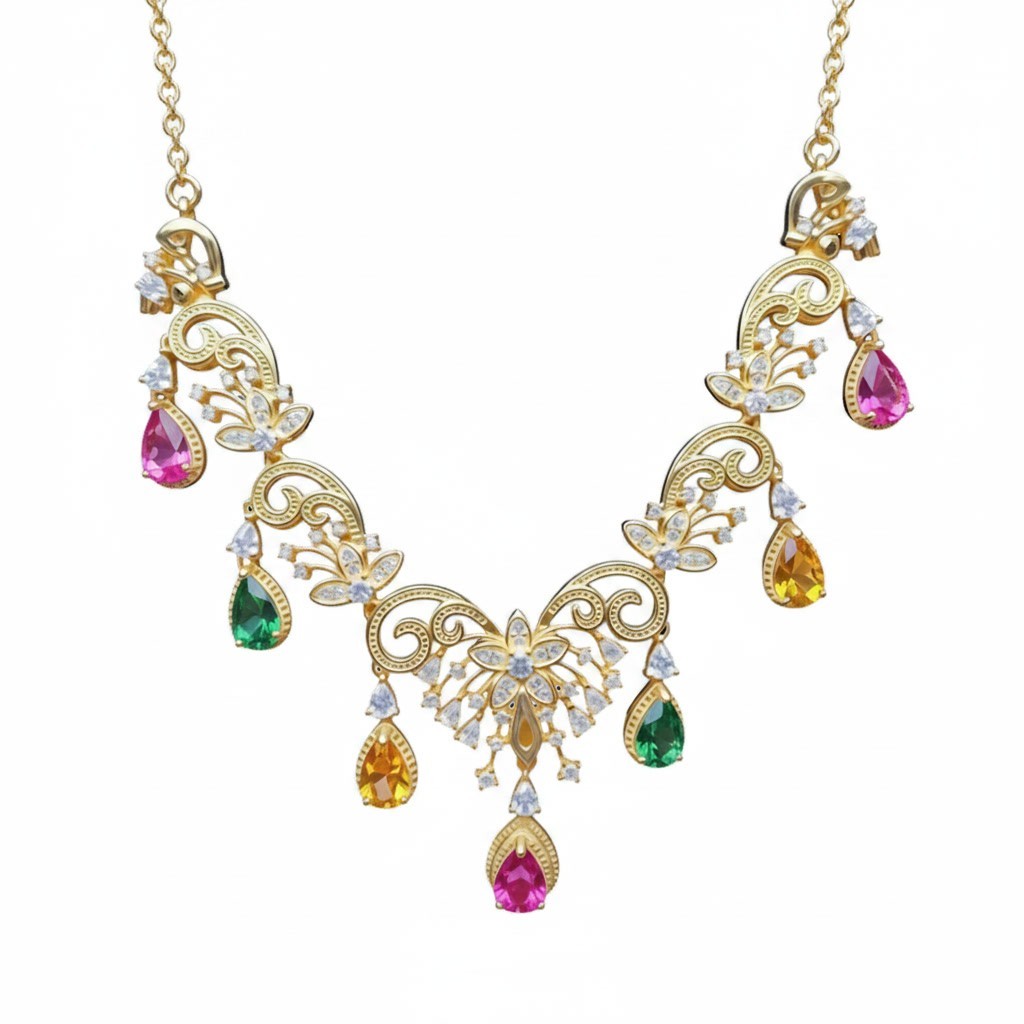 Natural Brazilian Tourmaline Gemstone Charm Necklace 925 Sterling Silver