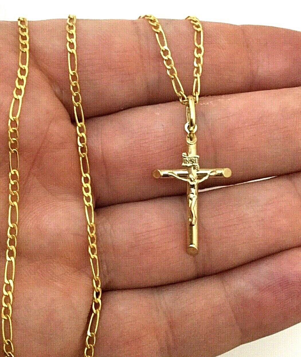 10K REAL GOLD CROSS NECKLACE 20” /10K ORO PURO CADENA CRUZ 20” 31mm- GP09-1