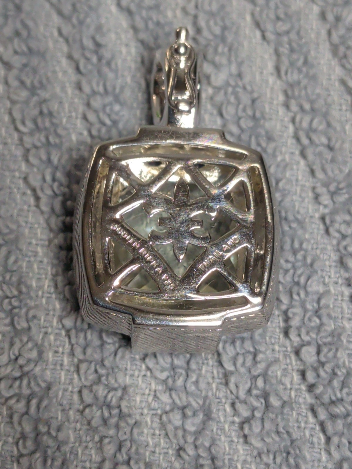 Judith Ripka Sterling Silver Green Quartz and Sapphire Enhancer Pendant