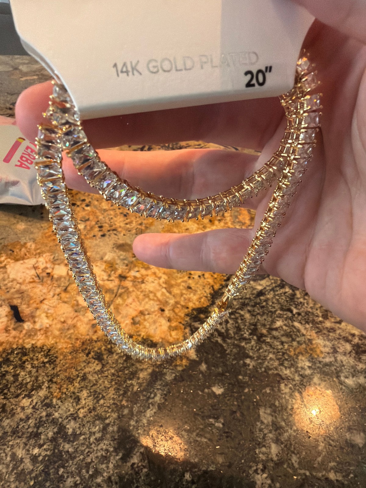 Sterling Forever Womens 14K Gold Plated CZ Tennis Necklace 20 Inch