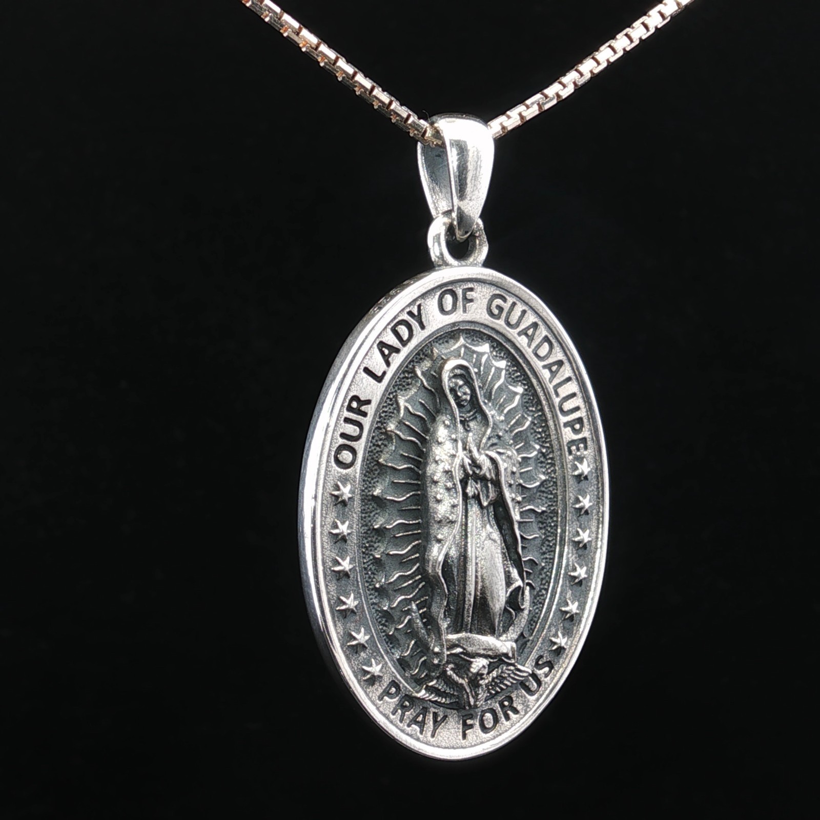 925 Sterling Silver Two-Sided Our Lady of Guadalupe Necklace