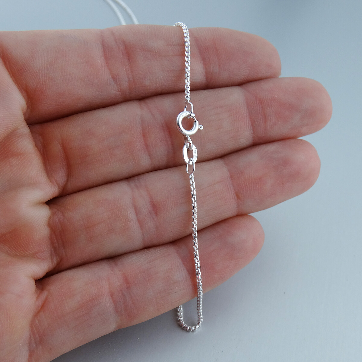 1mm Round Box Chain Necklace – 925 Sterling Silver – 16″ 18″ 20″ 24″ High Shine