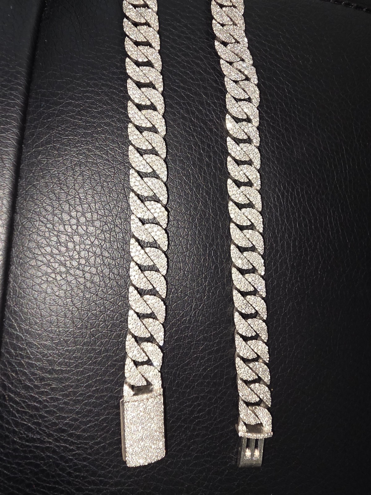 Natural Diamond 14ct,22inch,10mm Silver Unique Miami Cuban Chain Necklace