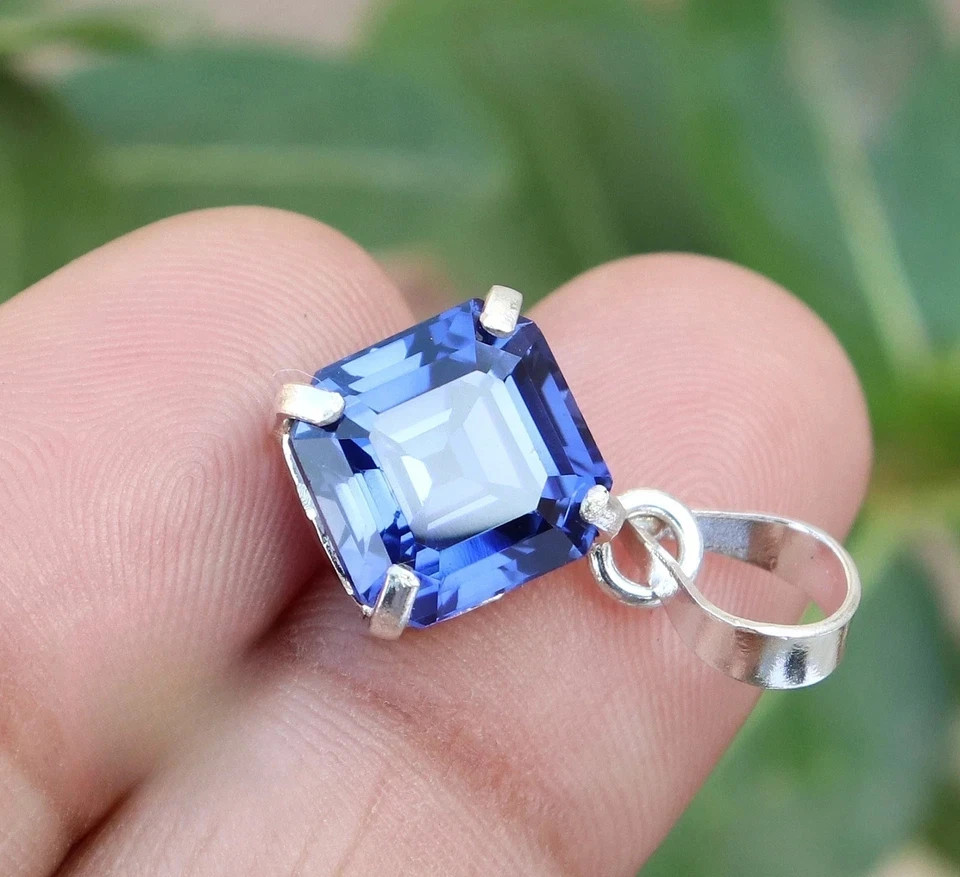 Natural Certified 12.00 ct Royal Blue Sapphire Pendant Sterling Sliver Jewelry