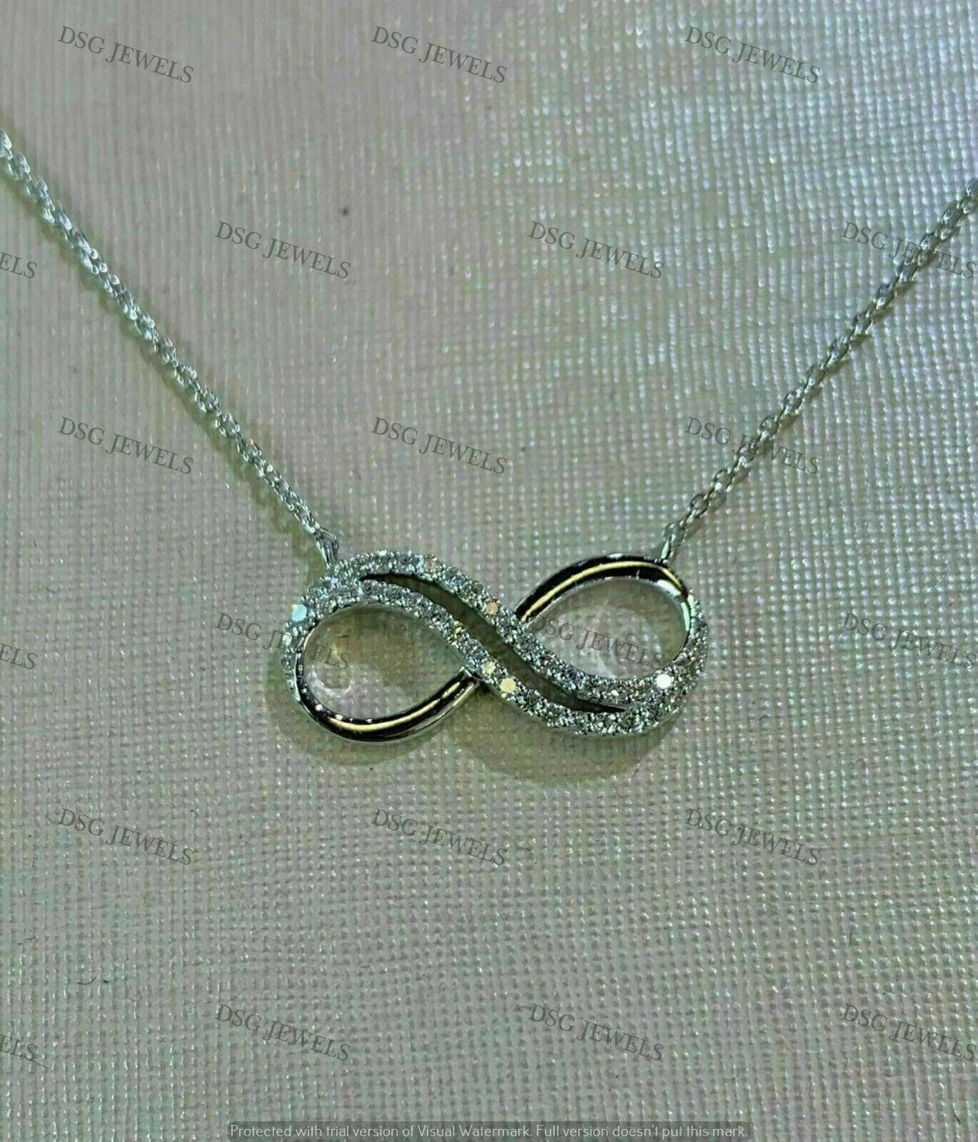 1.50Ct Round Cut Diamond Infinity Pendant 14K White Gold Finish 18” Free Chain
