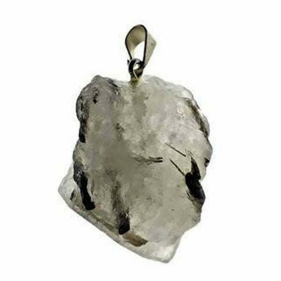 Pendant Crystal Tourmalated Quartz Raw Brazil Valentine Birthday Unique Gift