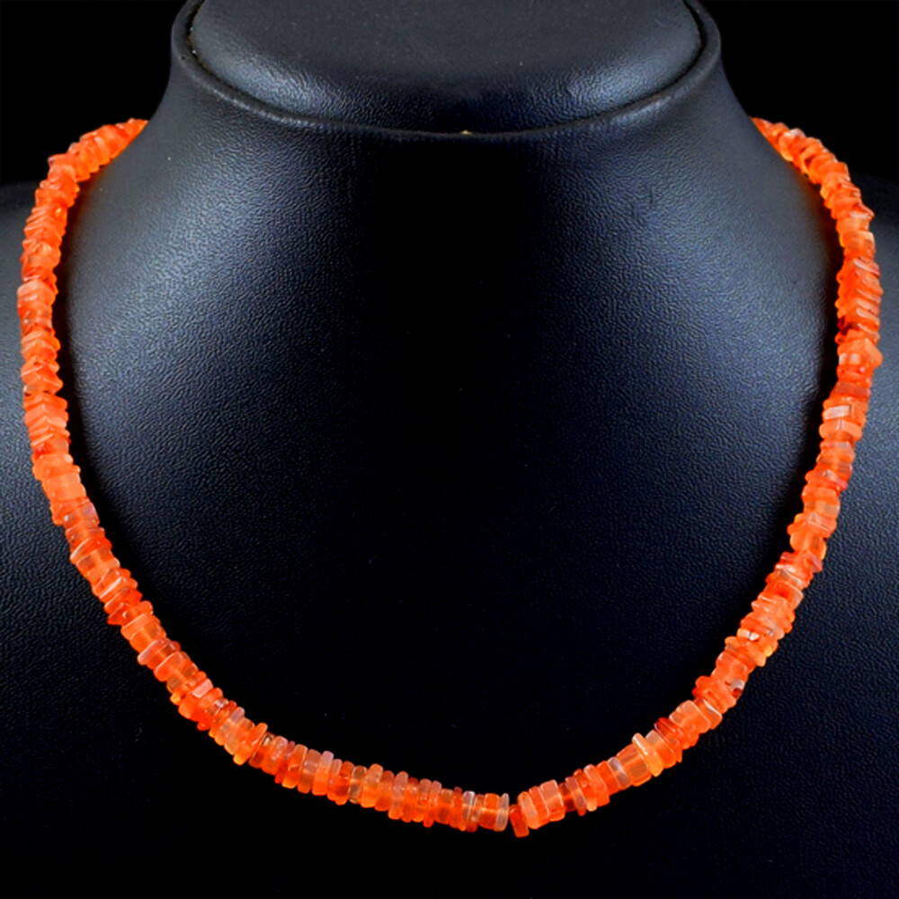 Untreated 105.00 Cts Natural Orange Carnelian Heishi Beads Necklace NK 21E92