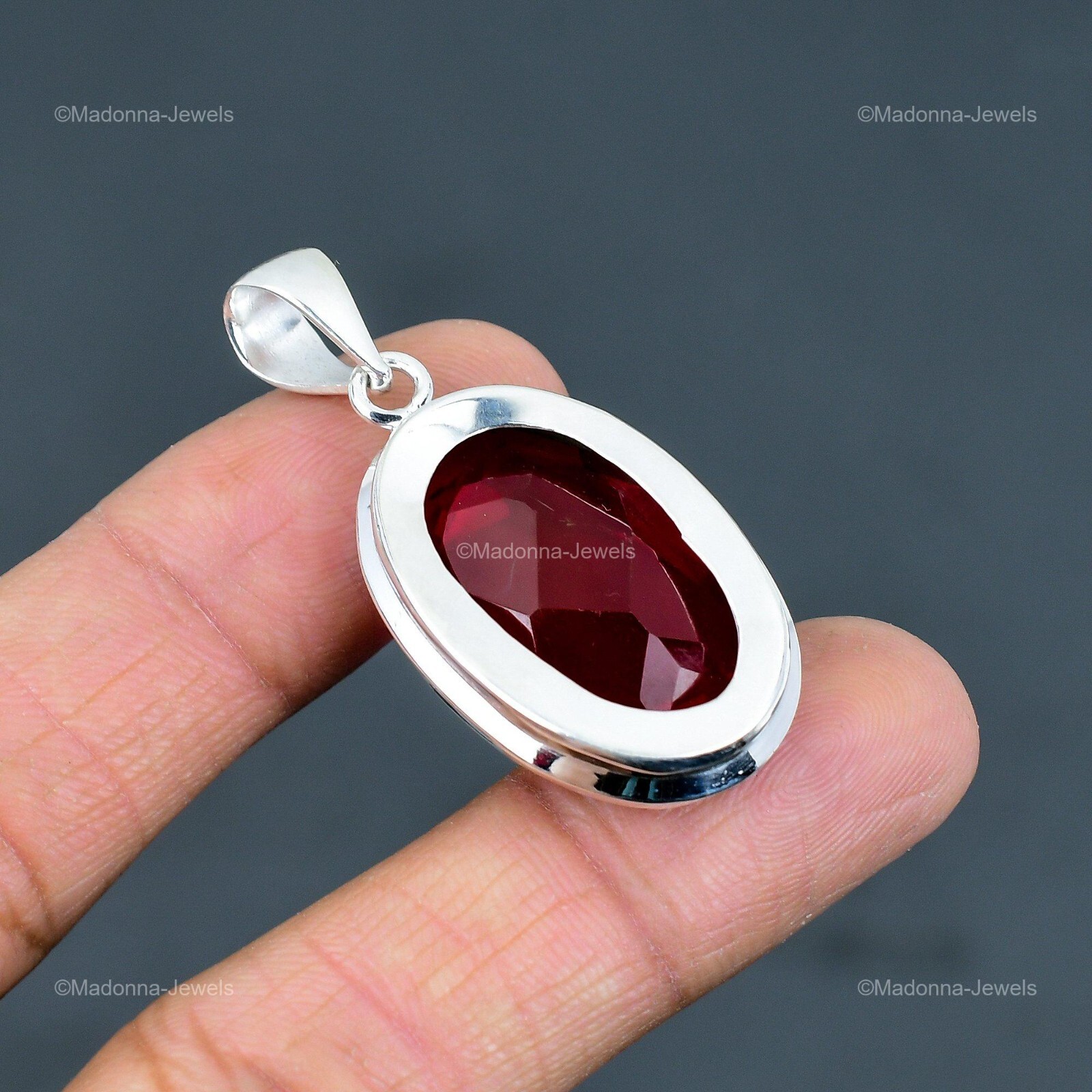 Mothers day Deal Sterling Silver Mozambique Garnet Gemstone Boho Pendant Jewelry