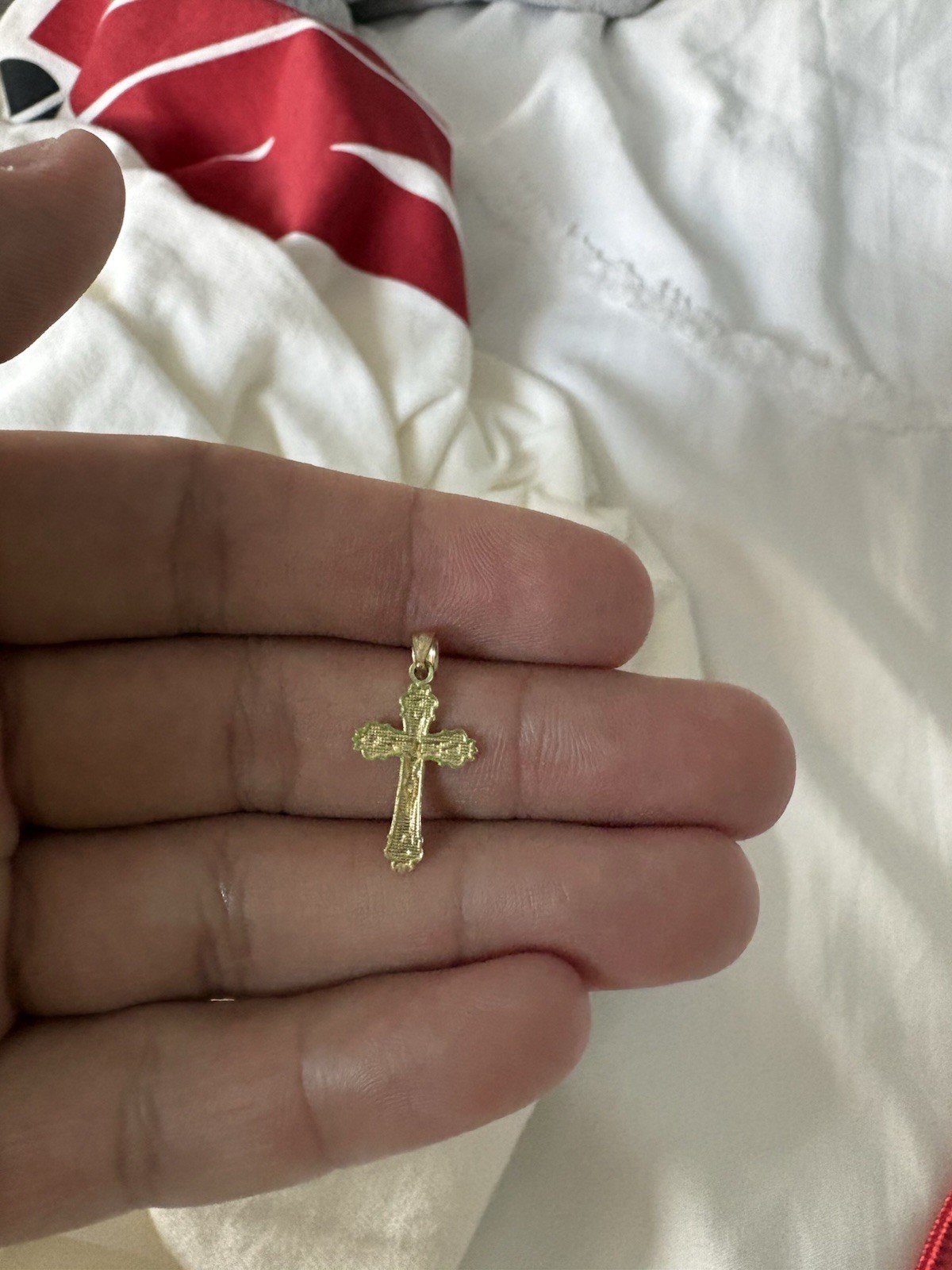 Yellow Gold 10K Real Crucifix Pendant New Dainty Small