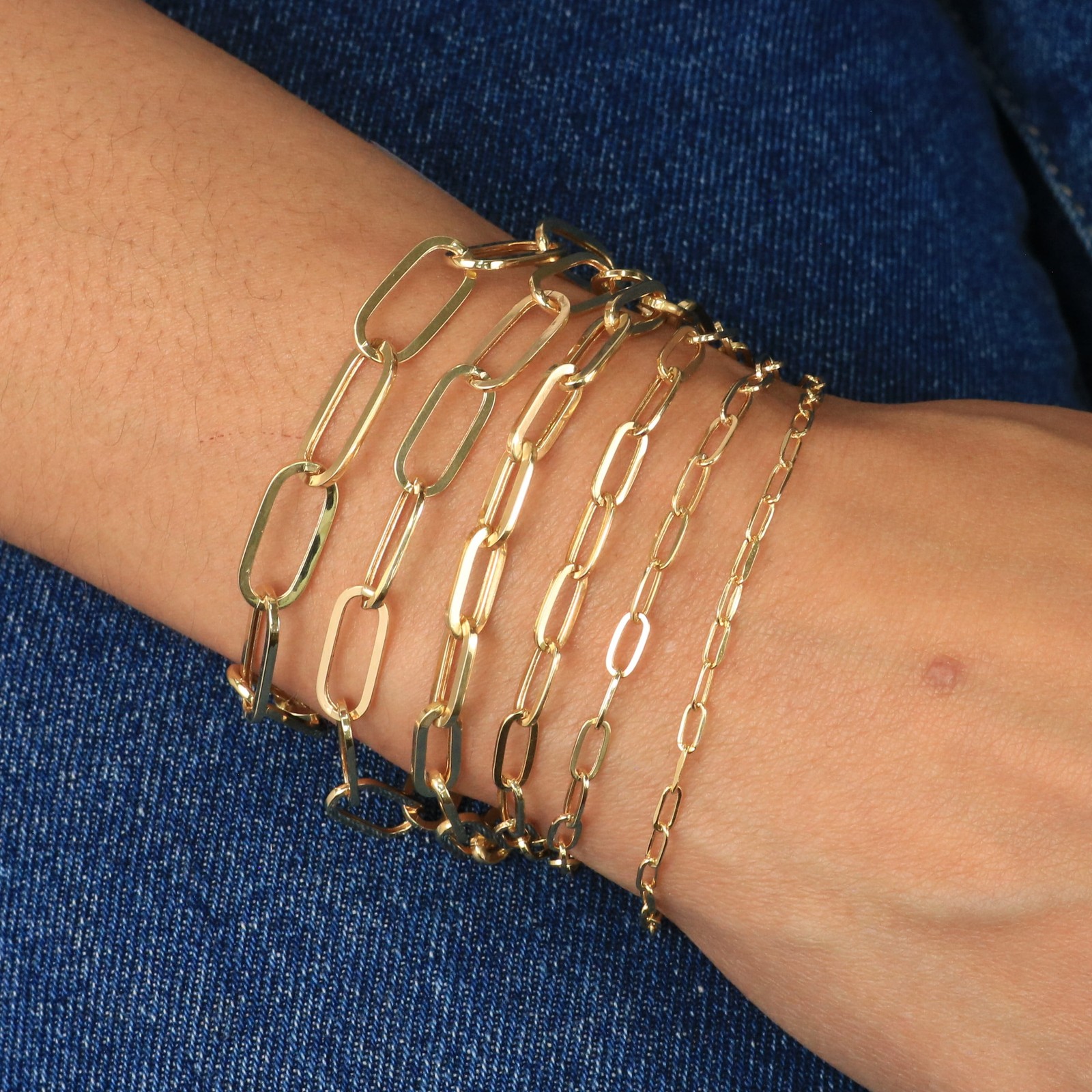 10k Yellow Gold Paperclip 2mm-6mm Chain Cable Elongated Bracelet Necklace 7″-24″