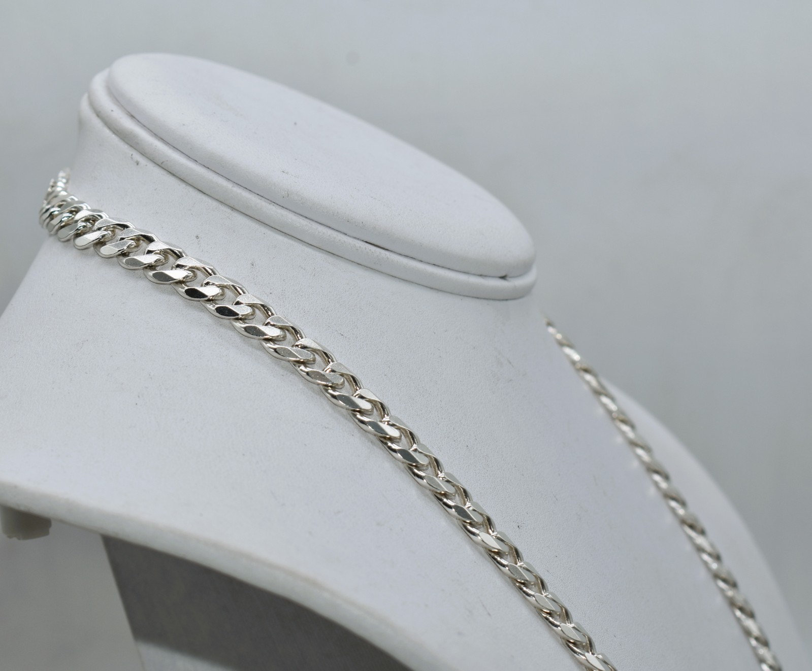 Italian Curb Link 7 mm High-Polish & Textured Sterling Silver Chain 70.5 g 30 in