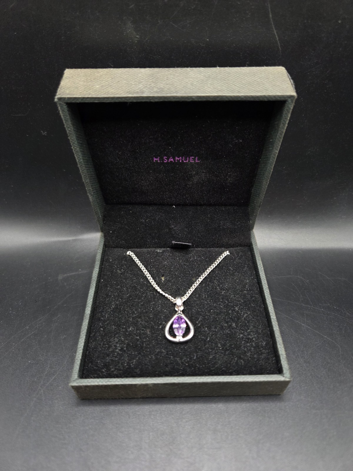 H Samuel Sterling Silver 925 And Purple stone Necklace Chain Amethyst? 6.8g