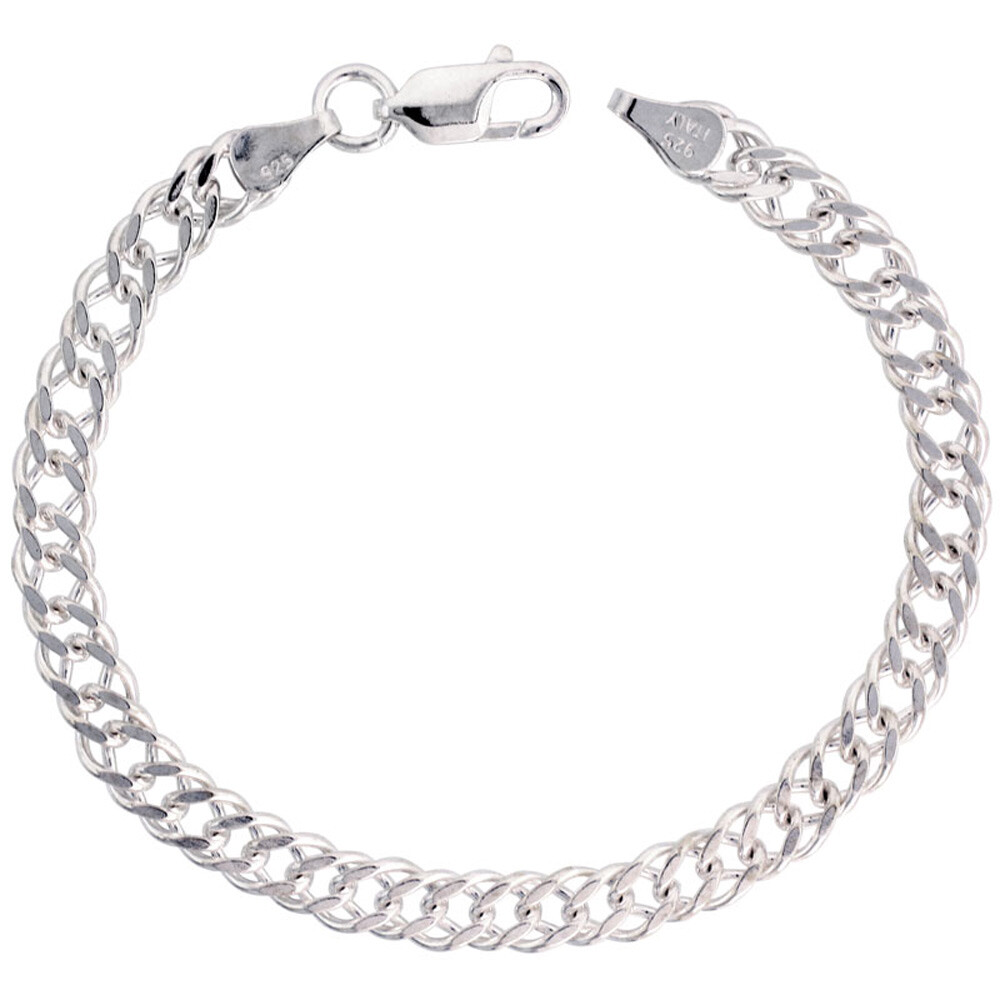925 Sterling Silver Rombo Double Link Chain Necklace Bracelet 5.5mm 7″ to 30″