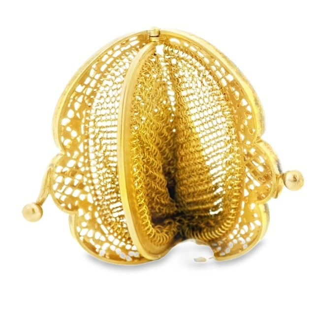 Victorian 18K Yellow Gold Mesh Coin Purse Charm Pendant