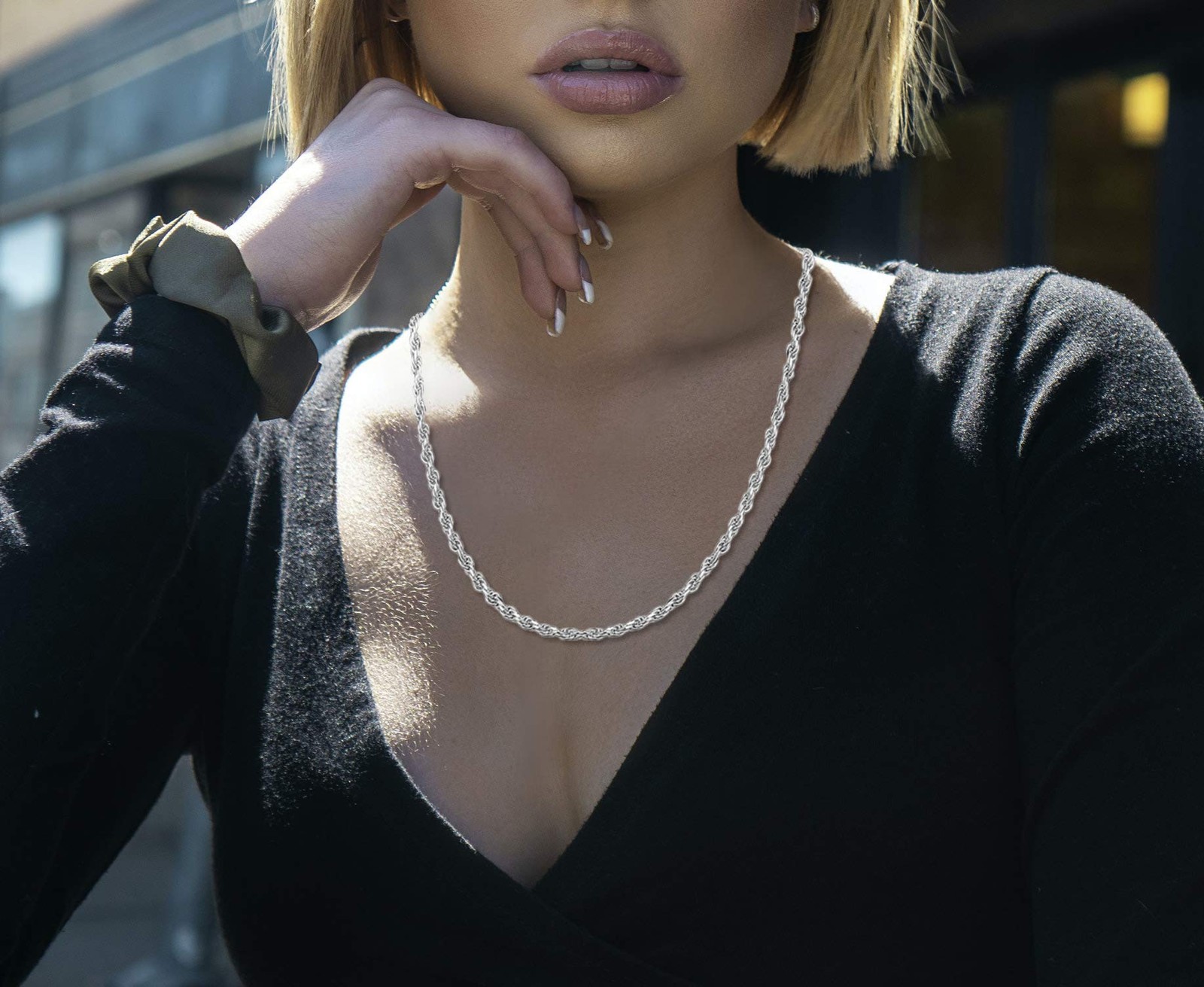 2mm-5mm Stainless Steel Rope Twist Necklace Chain For Men & Women Comes in 16-30