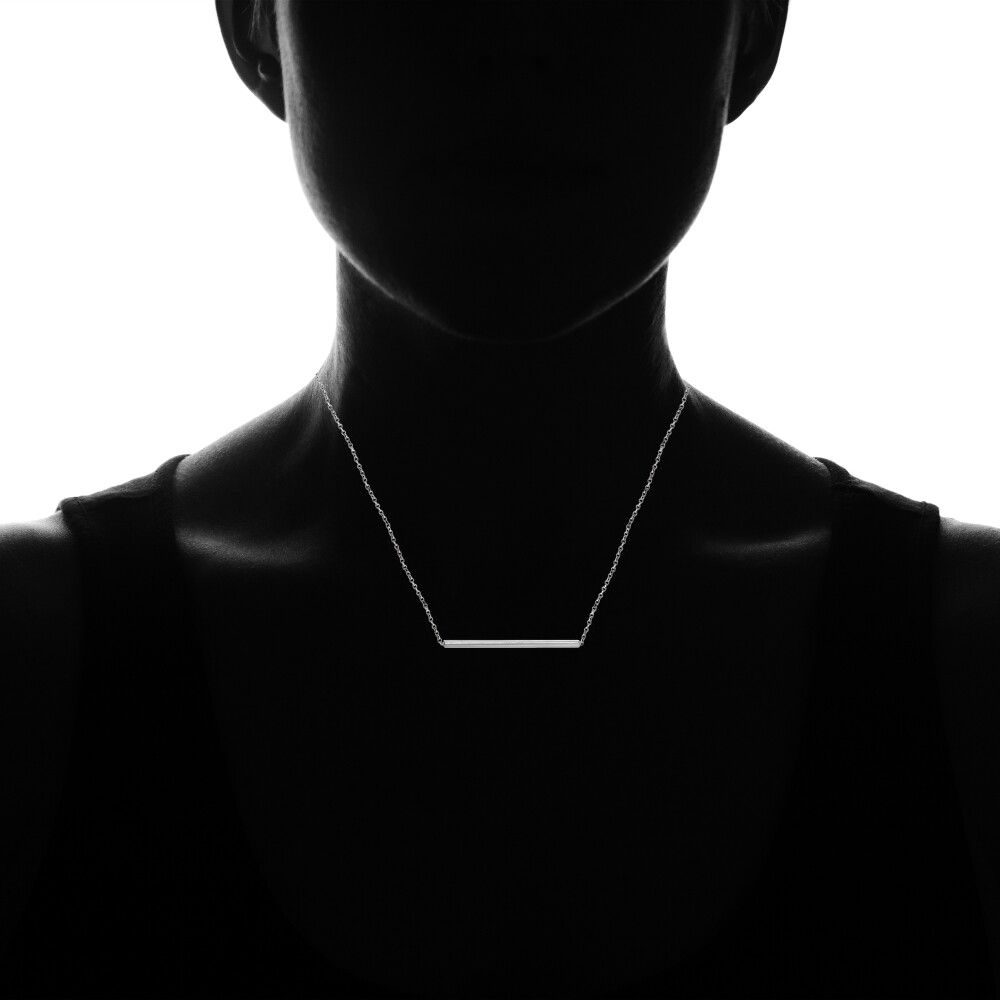 Horizontal Bar Simple Minimalist Dainty Polished Sterling Silver Necklace