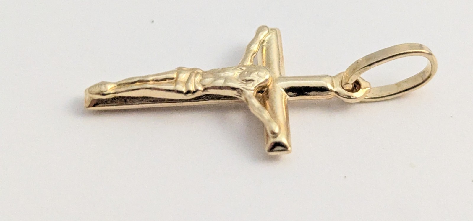 750 18K Solid Yellow Gold Jesus Crucifix Cross Pendant Charm 1.1gr 1″