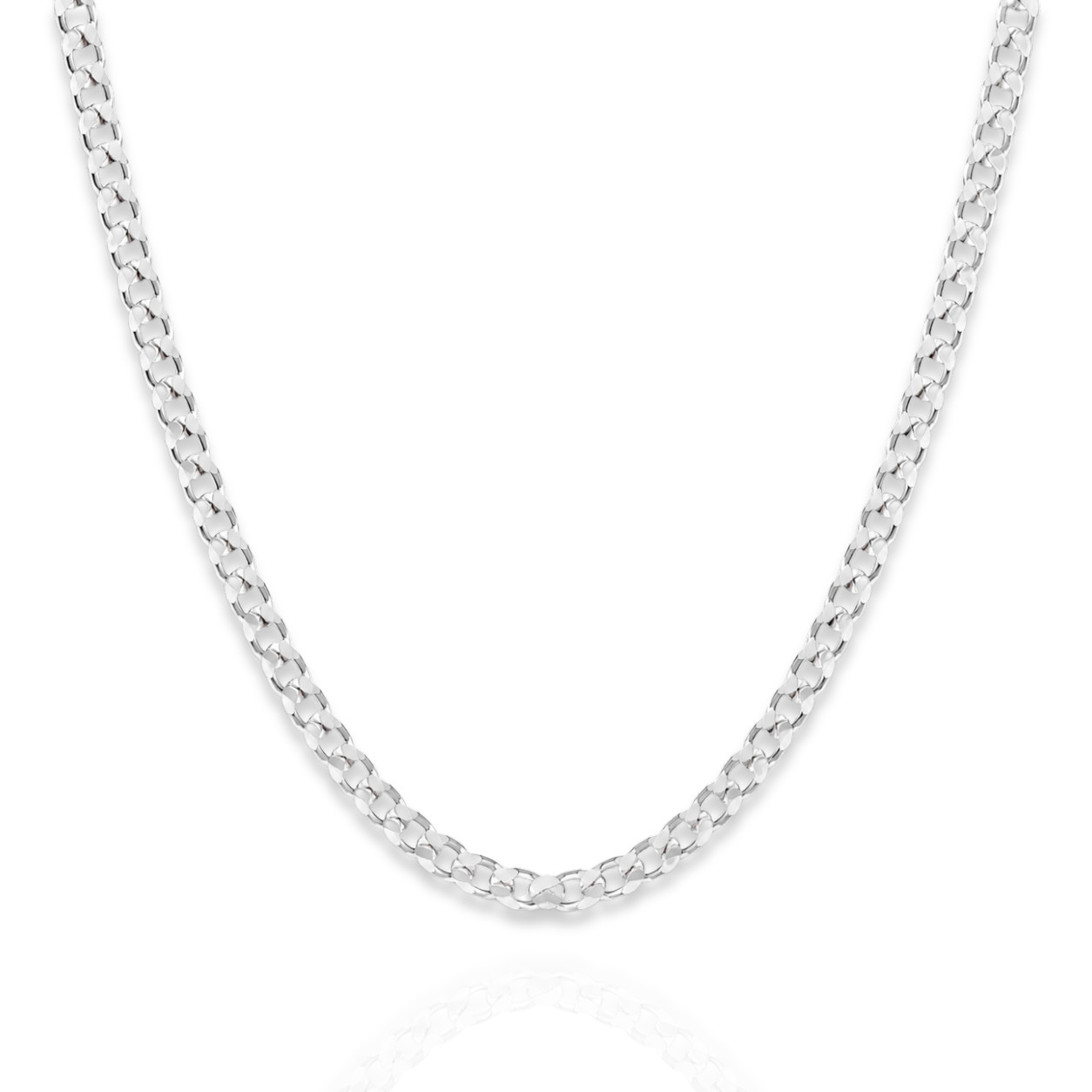 925 Sterling Silver Beveled Curb Chain Necklace – 4.4mm