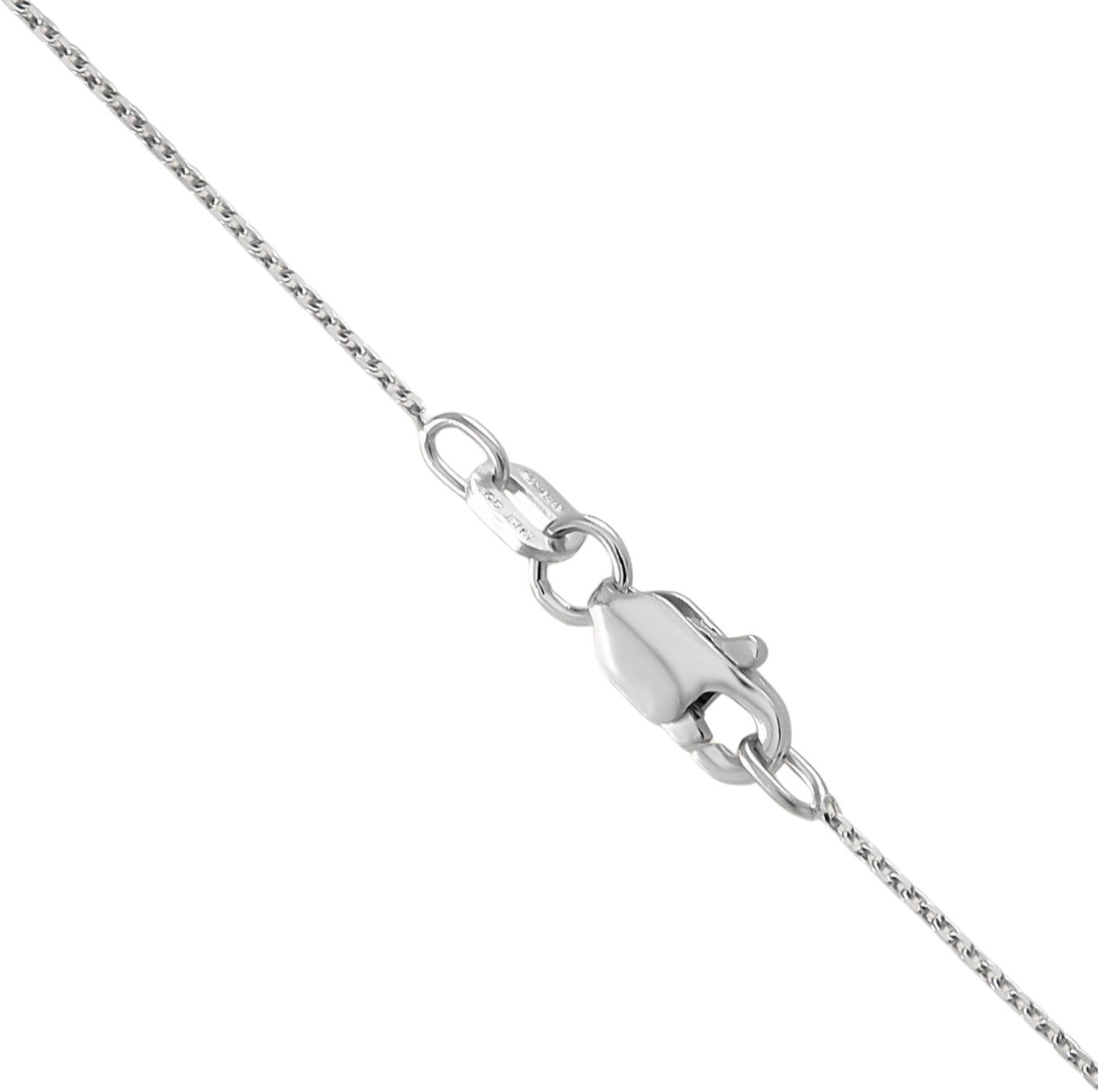 14K Solid White Gold 0.65mm Dainty Round Cable Chain Necklace Diamond