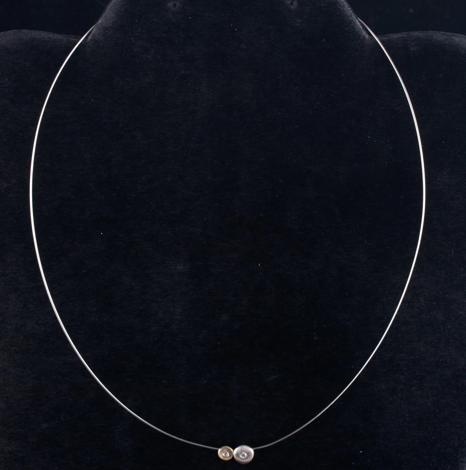 14k White Yellow Gold G – H SI1 Diamond Necklace W/ 16″ Wire Chain .03ctw 1.89g