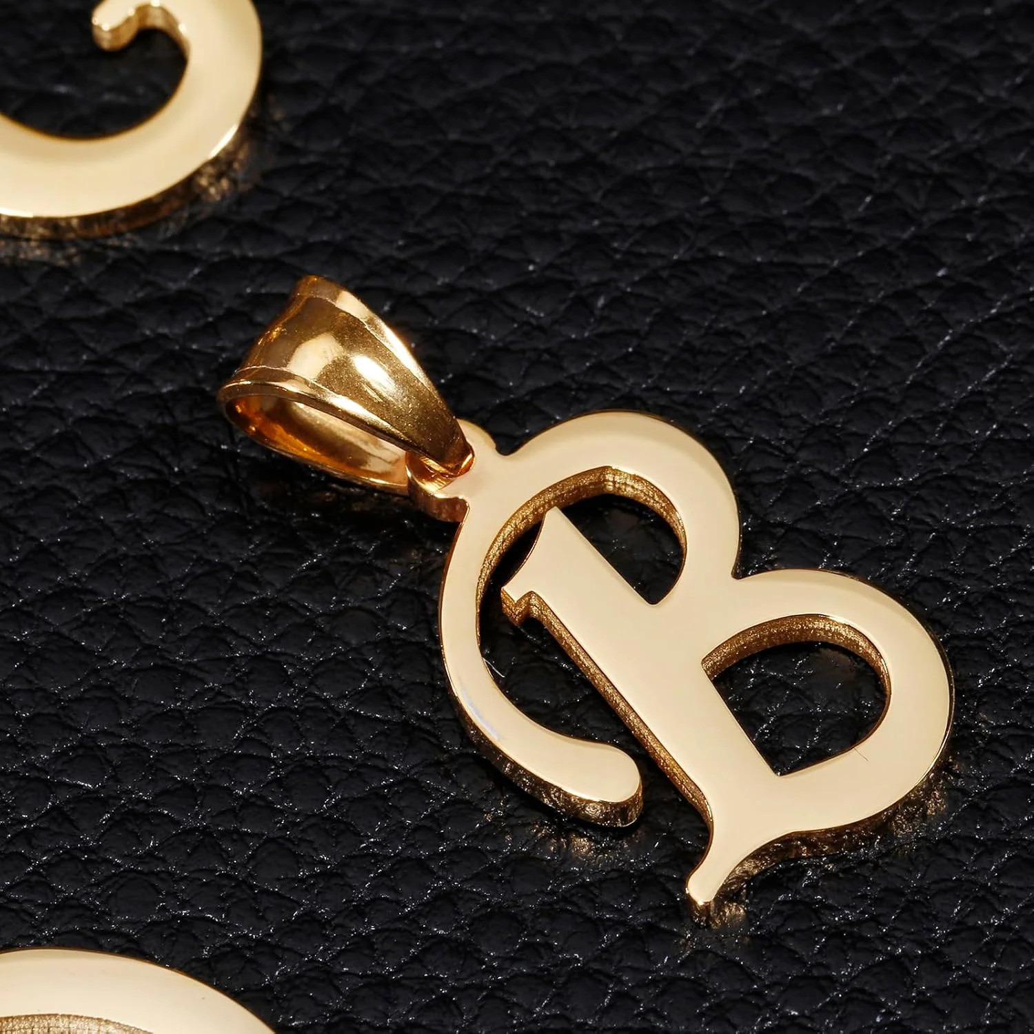 Initial Charms Gold Letter Pendant 14k Gold Charm Name for Women and Men (B)