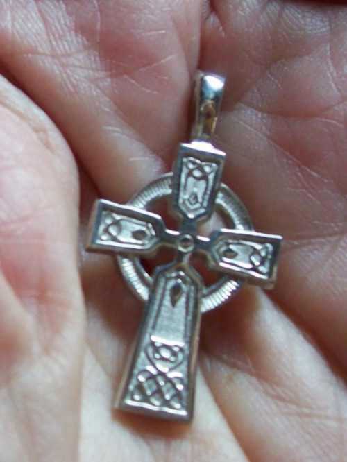 Irish Celtic Cross Pendant Charm Quality Sterling Sliver DM 925 Lrg Hole Hanger