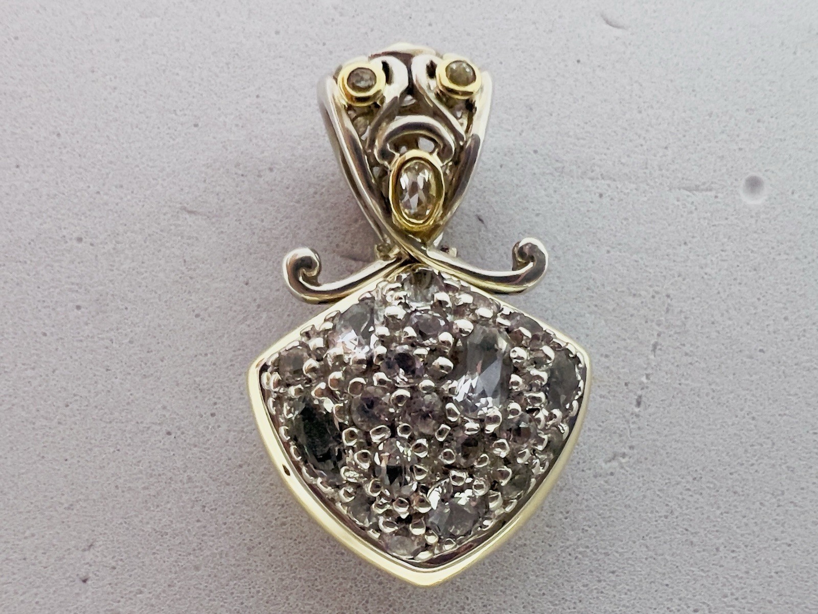 John Hardy Batu 18k Gold 925 Sterling Silver White Topaz Pendant Enhancer