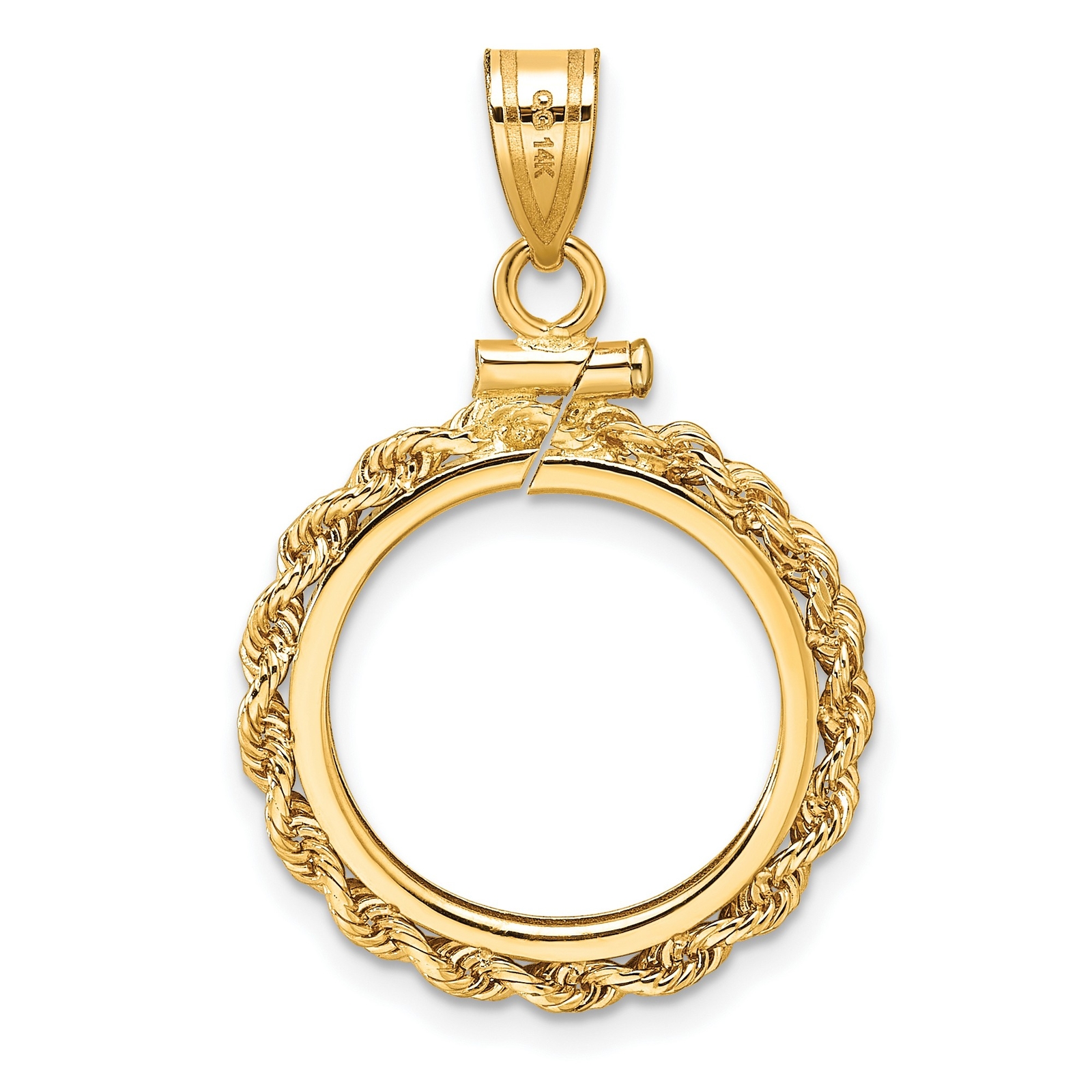 1986-Now $5 1/10 oz American Eagle Screw Top Small Knot Rope Coin Bezel 14k Gold