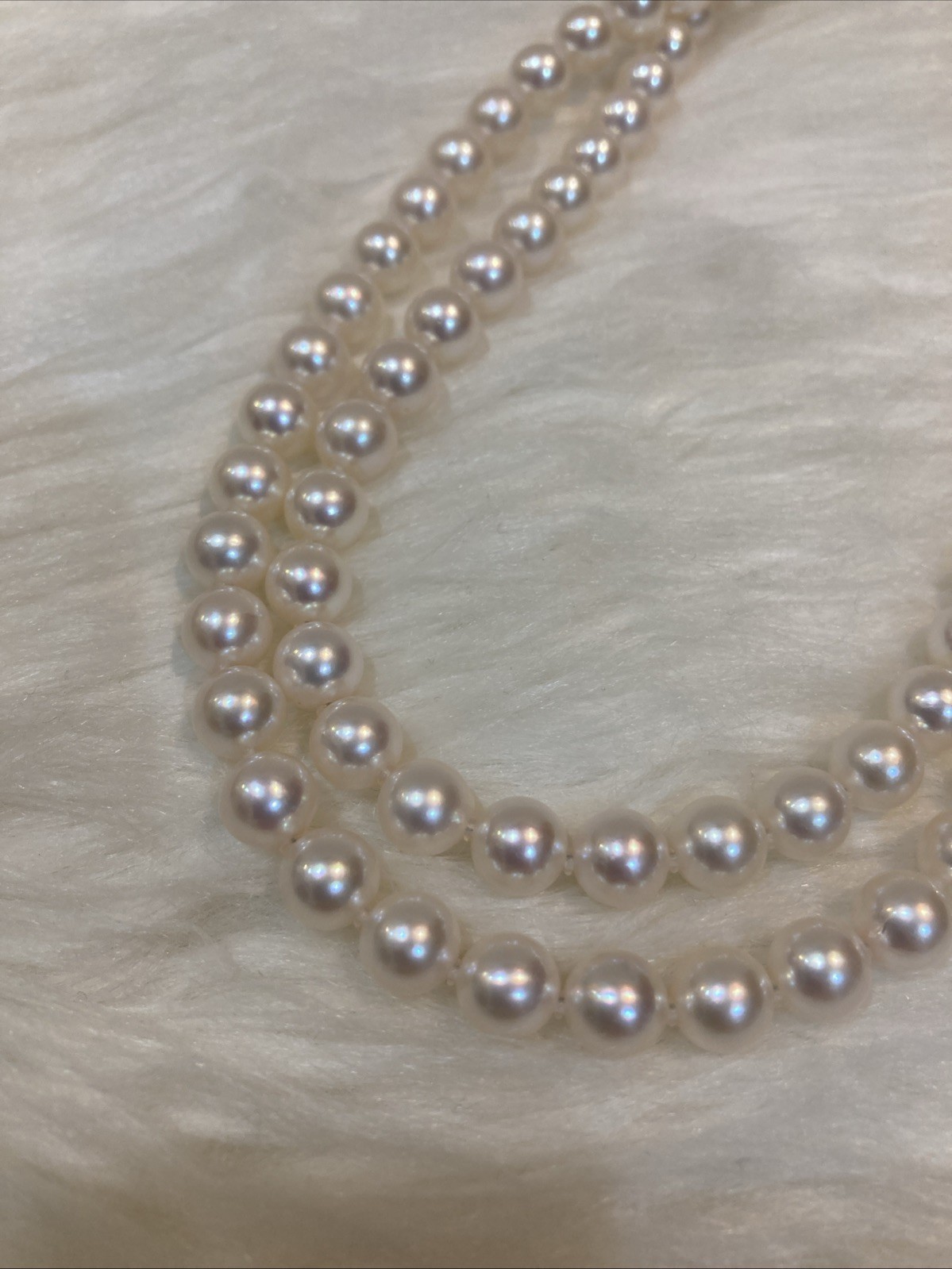 A03 Japanese Akoya Pearl Necklace 82cm 7.5-8mm Silver Clasp Long 69g Excellent